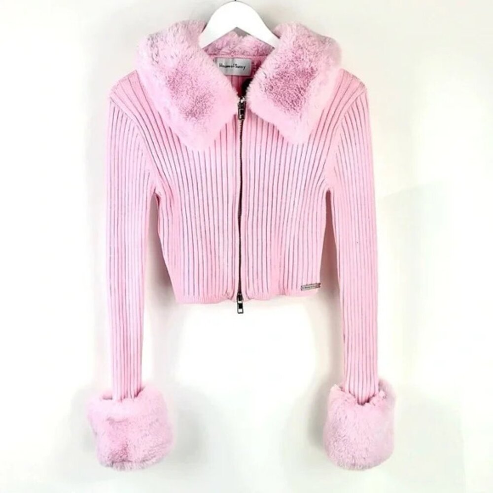 House of Sunny Waterloo Peggy Vol.2 Pink Faux-Fur Cardigan